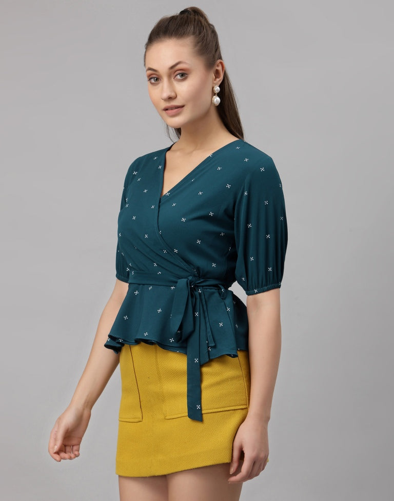 Teal Printed Top | SLV251TK4063