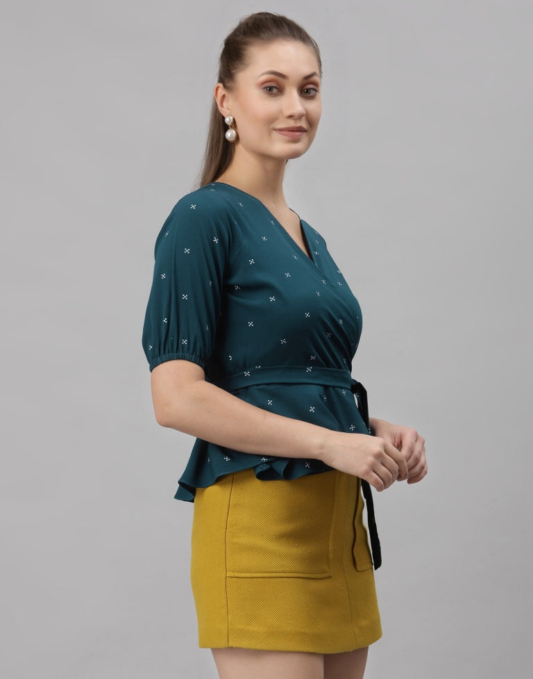 Teal Printed Top | SLV251TK4063
