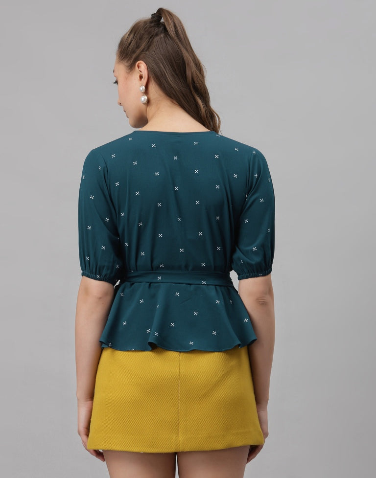 Teal Printed Top | SLV251TK4063