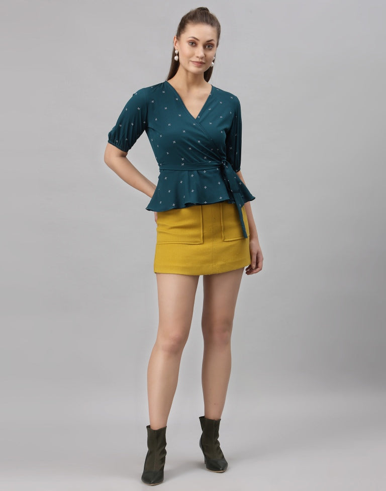 Teal Printed Top | SLV251TK4063