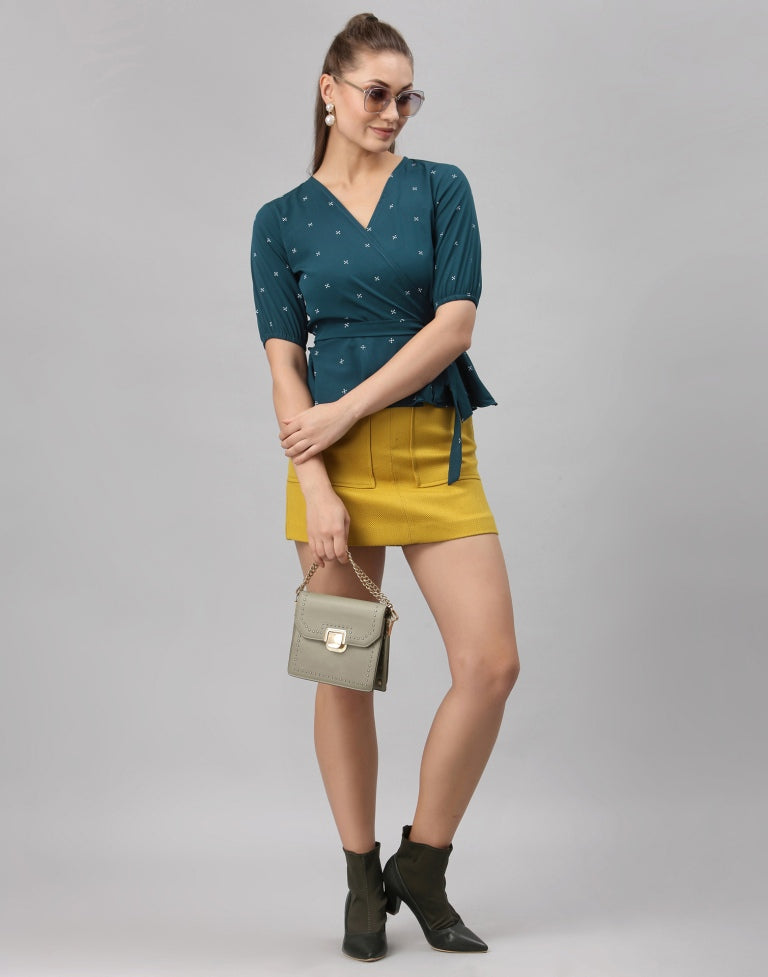 Teal Printed Top | SLV251TK4063