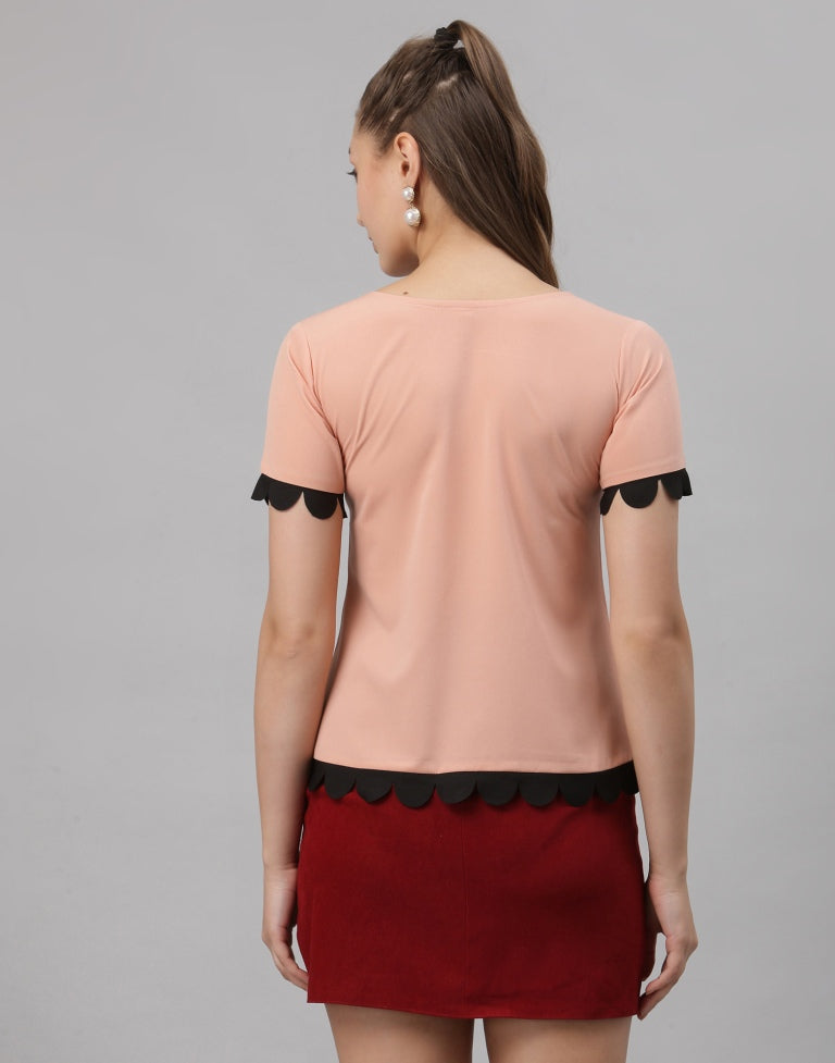 Peach Printed Top | SLV251TK4064