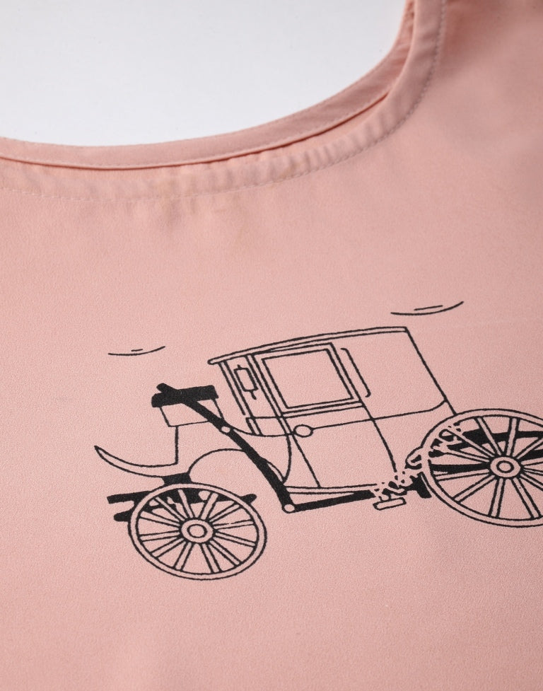 Peach Printed Top | SLV251TK4064