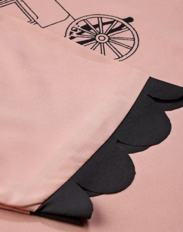 Peach Printed Top | SLV251TK4064