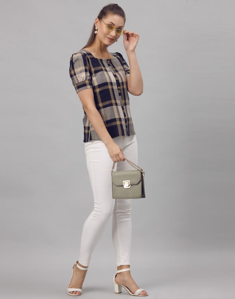 Blue Colored Rayon Woven Top | SLV251TK4065