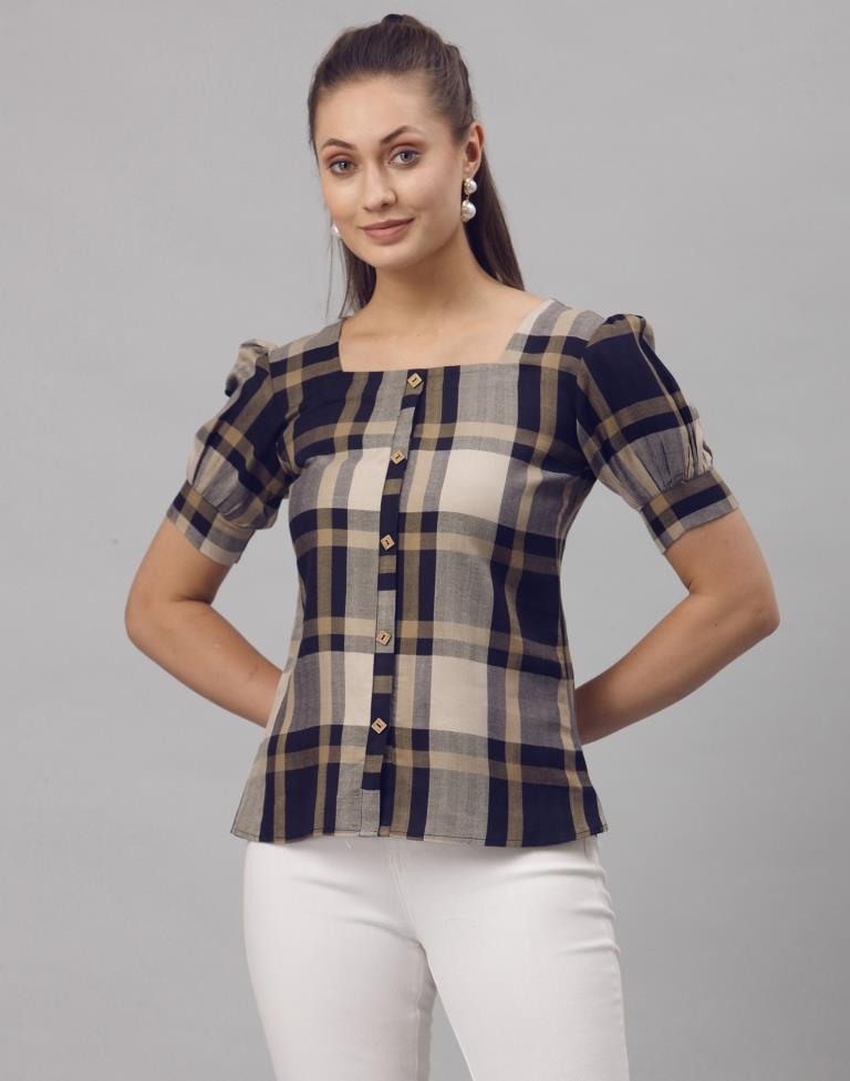Blue Colored Rayon Woven Top | SLV251TK4065
