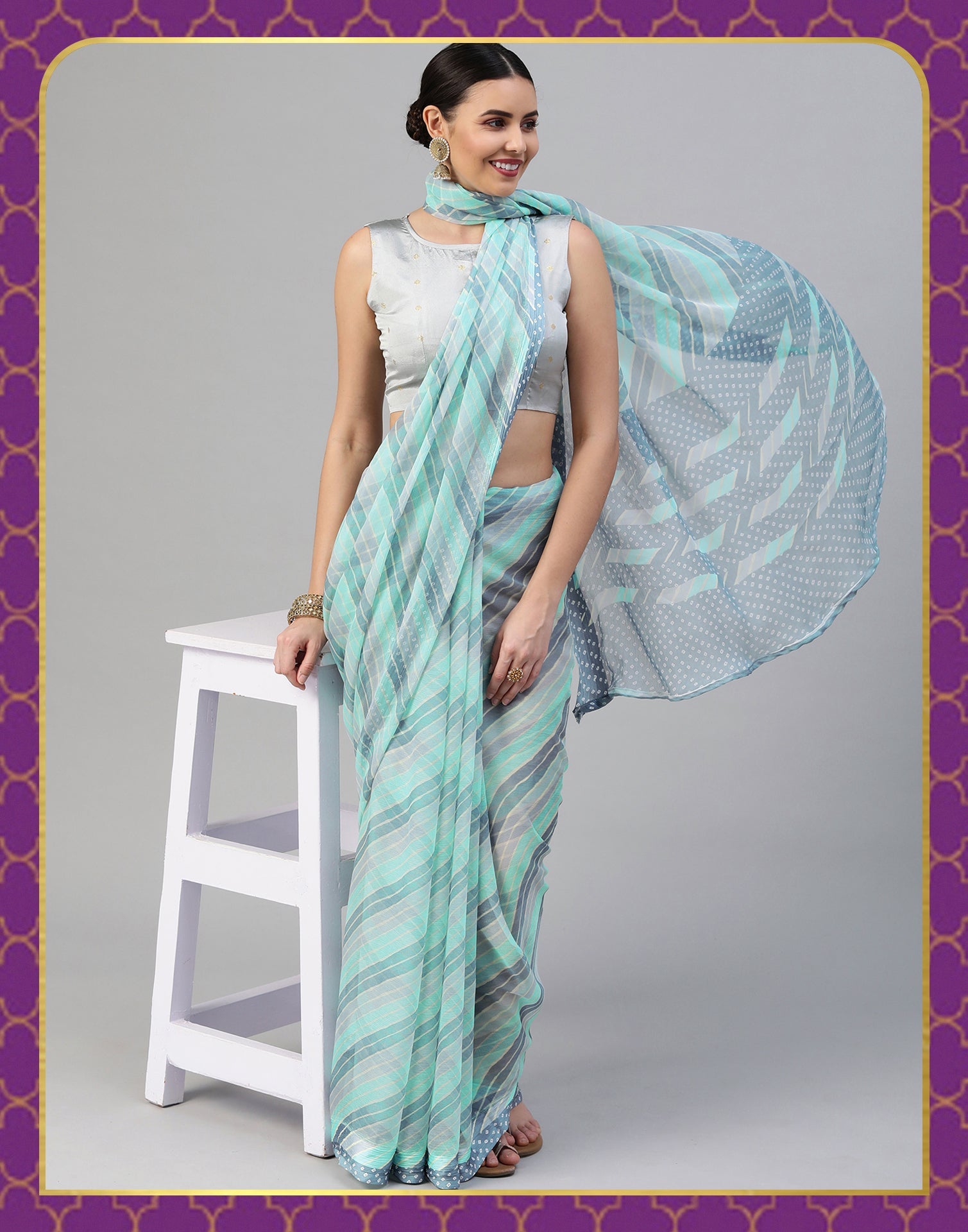 Light Blue Georgette Saree