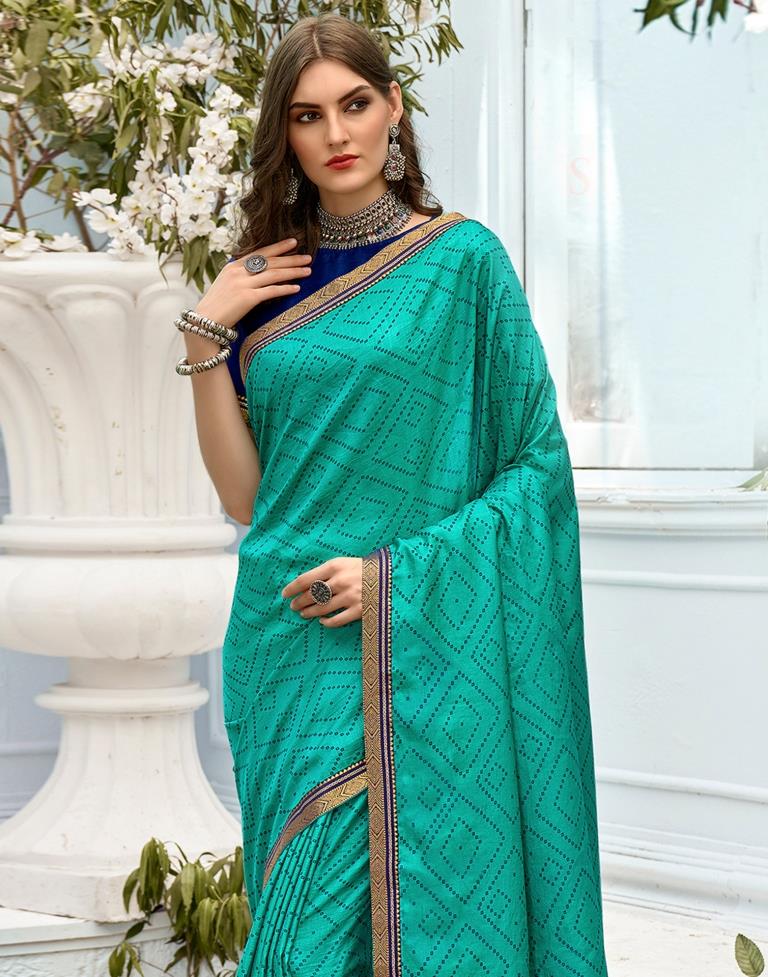 Turquoise Green Silk Saree