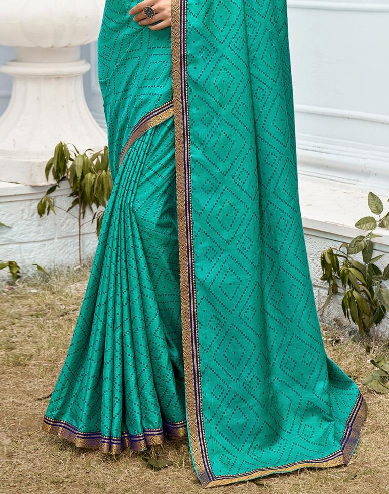 Turquoise Green Silk Saree