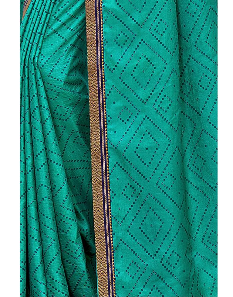 Turquoise Green Silk Saree