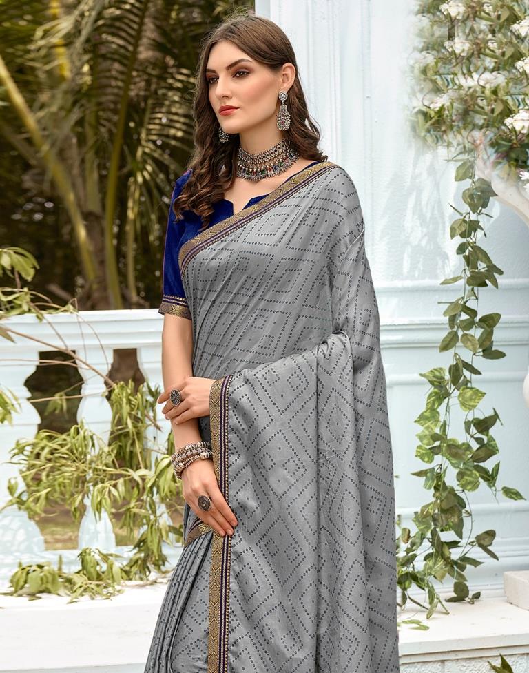 Grey Silk Saree