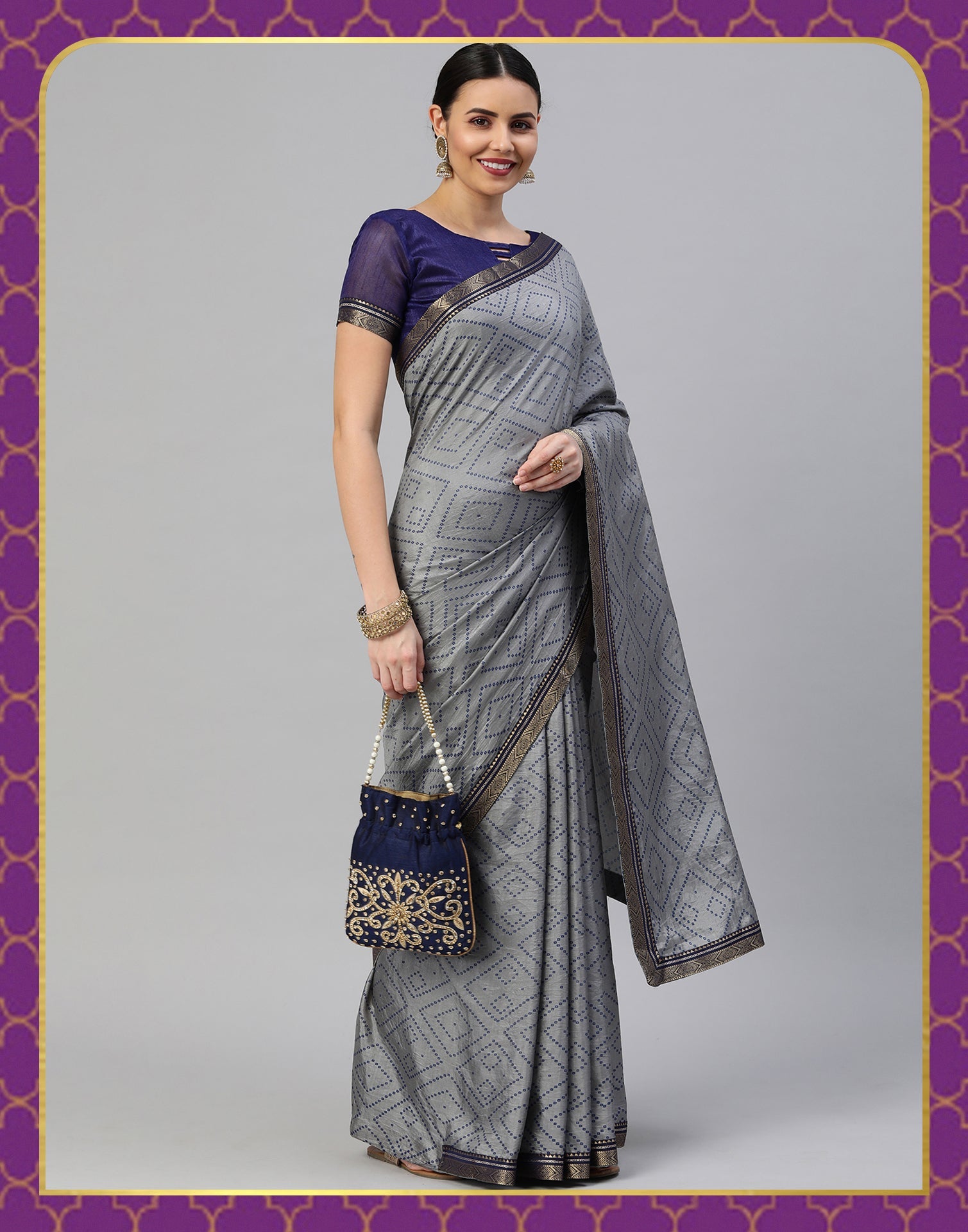 Grey Silk Saree