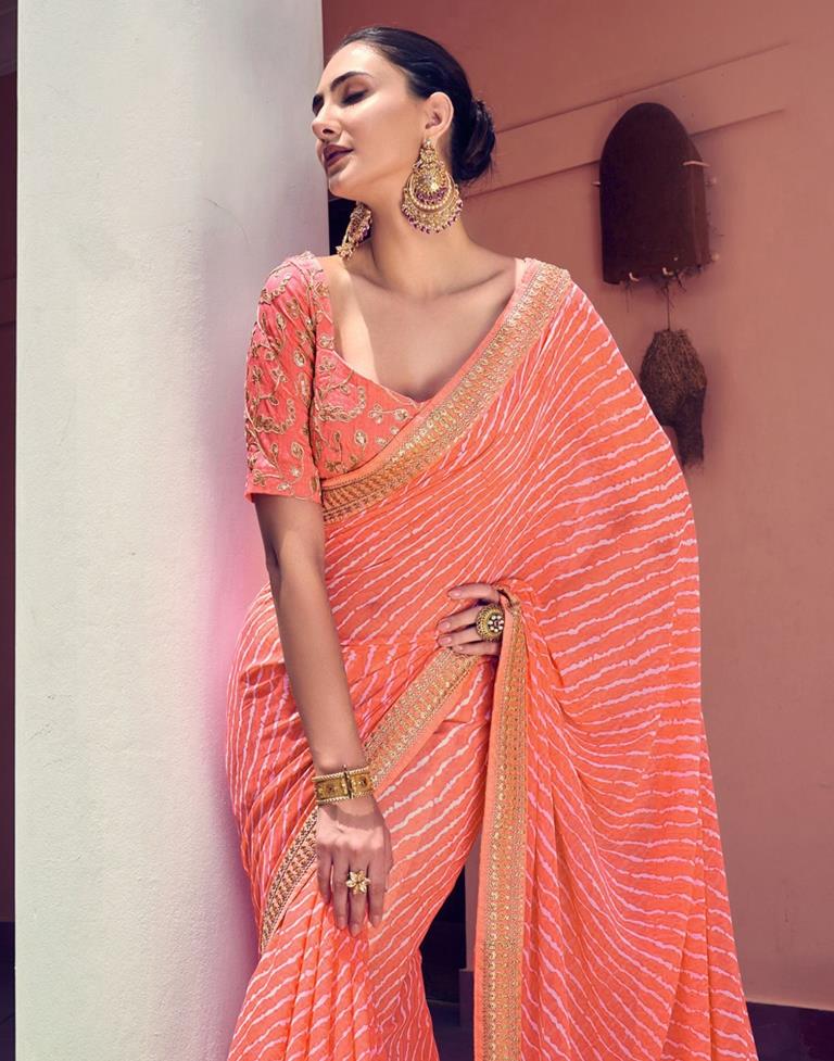 Light Orange Georgette Saree