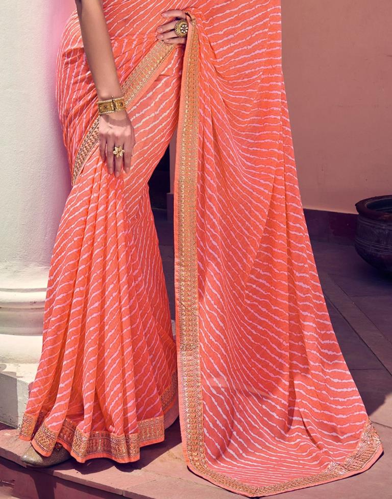 Light Orange Georgette Saree