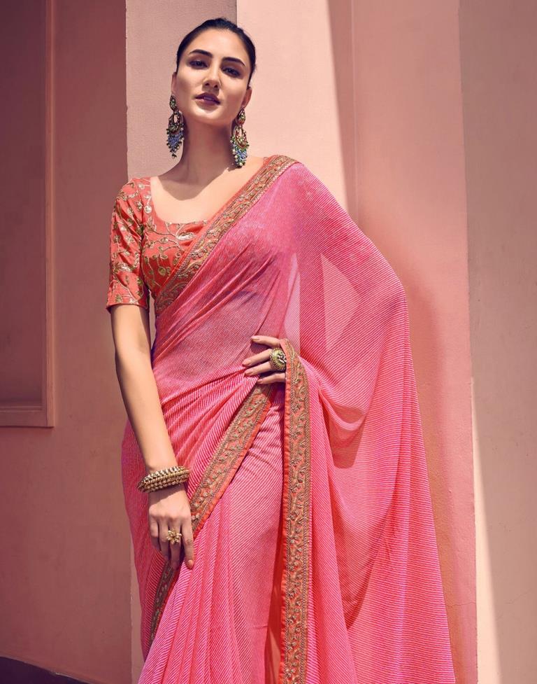 Light Pink Georgette Saree