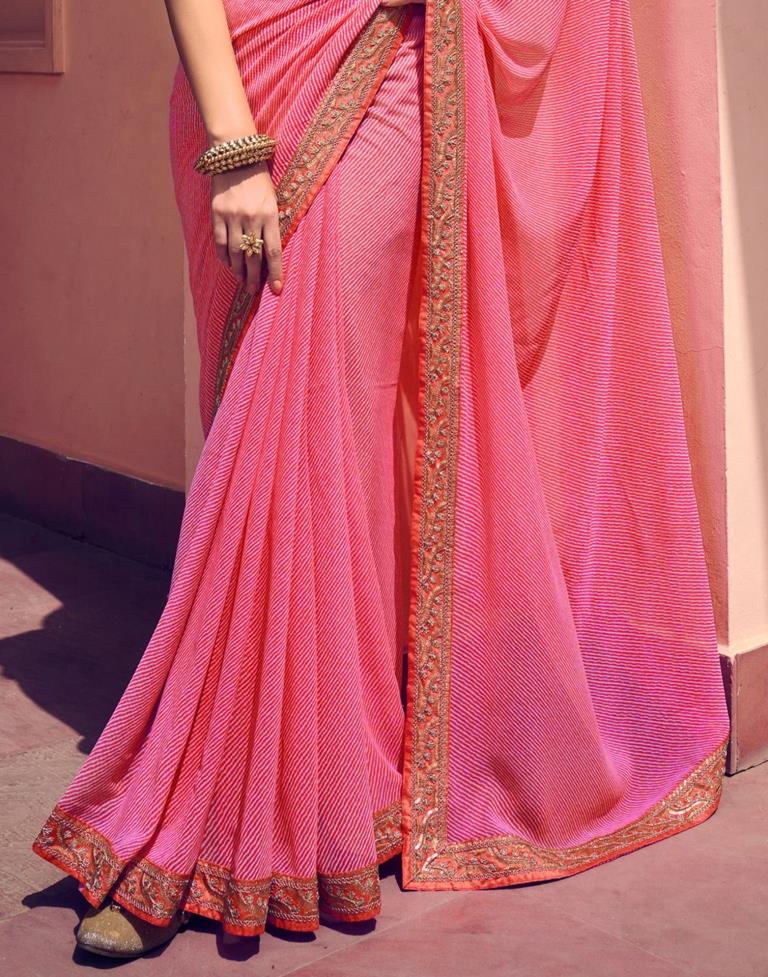 Light Pink Georgette Saree