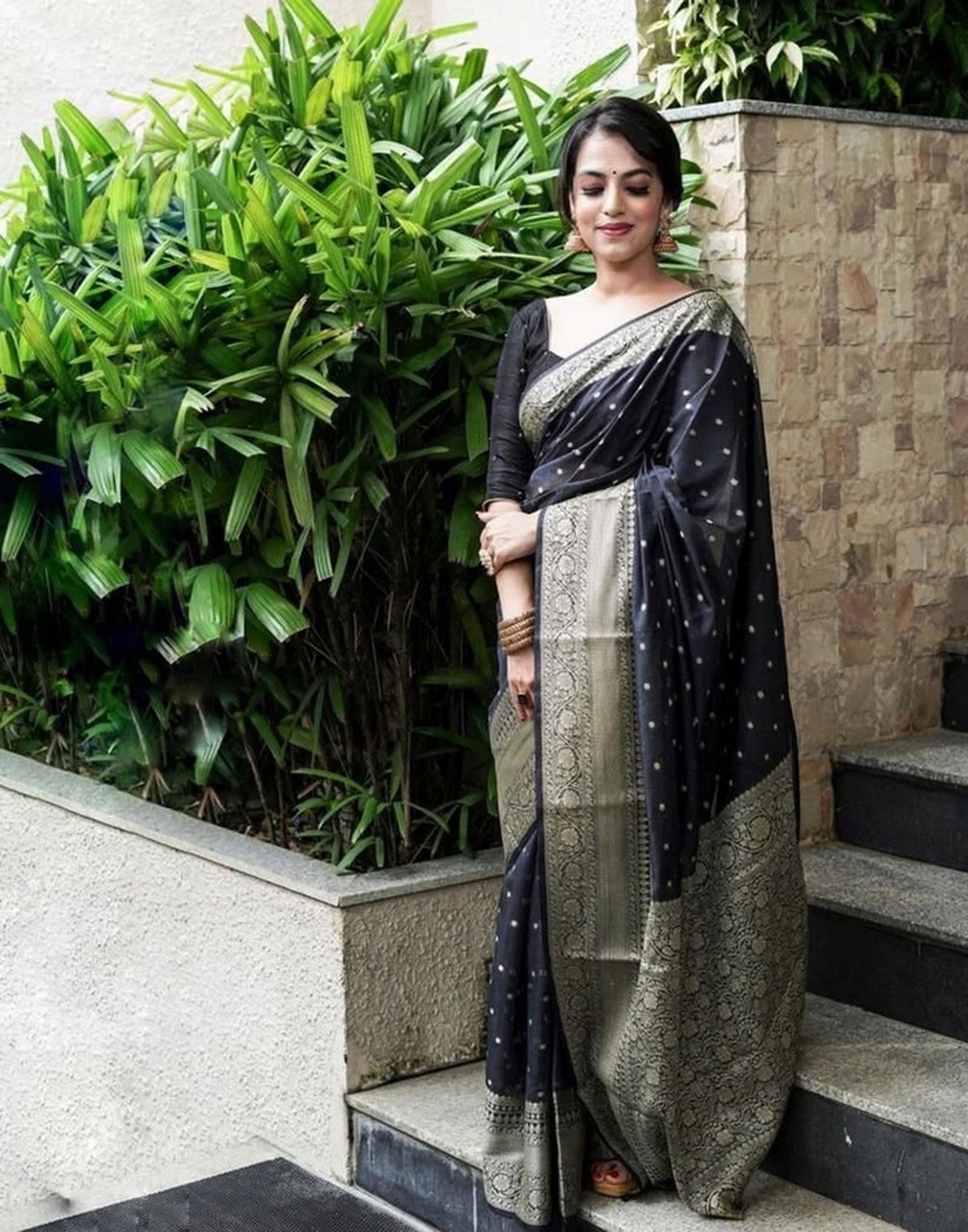 Black Banarasi Silk Saree