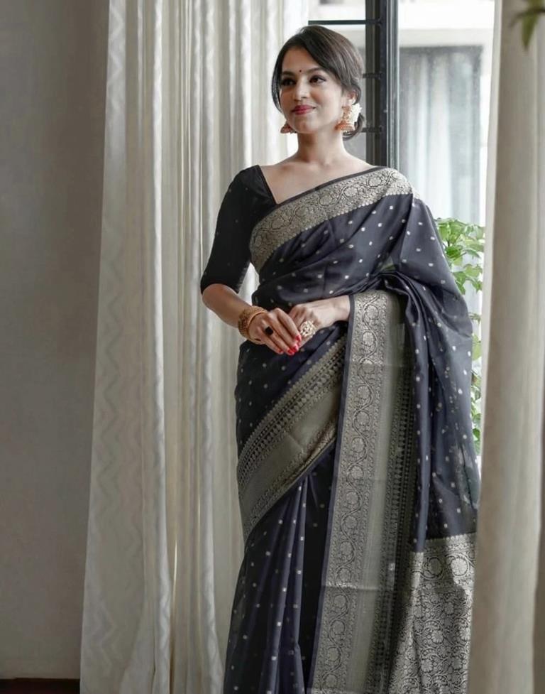 Black Banarasi Silk Saree