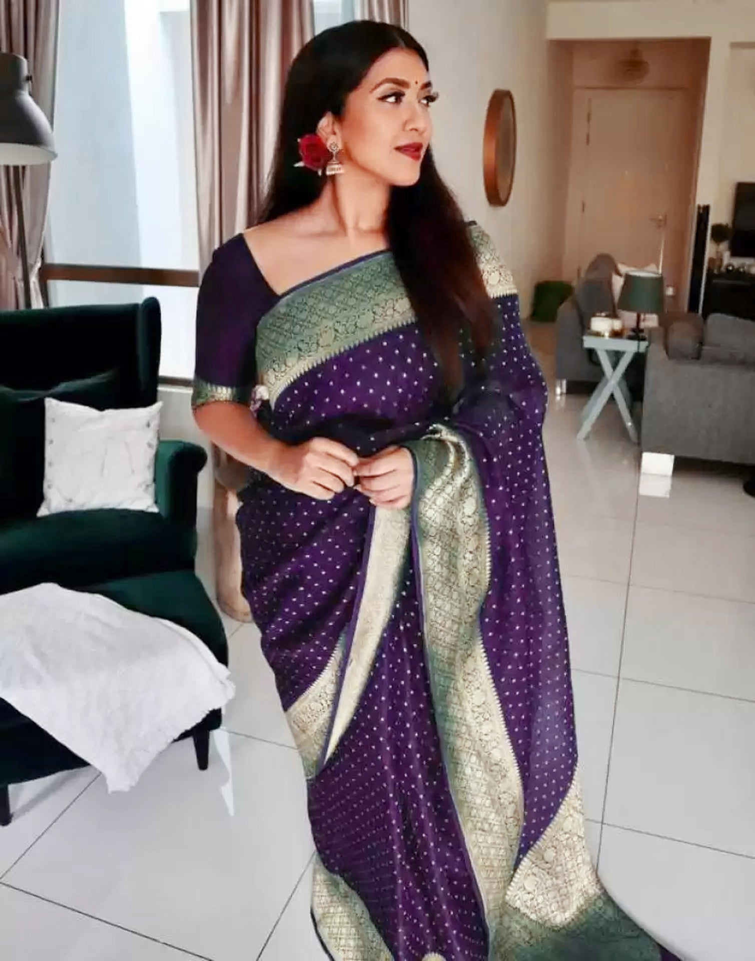 Purple Banarasi Silk Saree