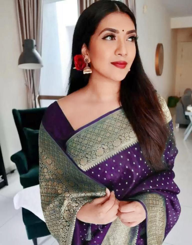 Purple Banarasi Silk Saree