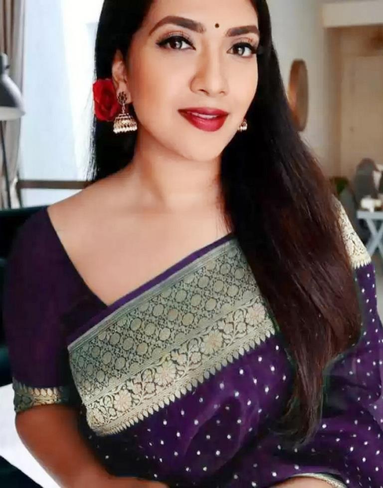 Purple Banarasi Silk Saree