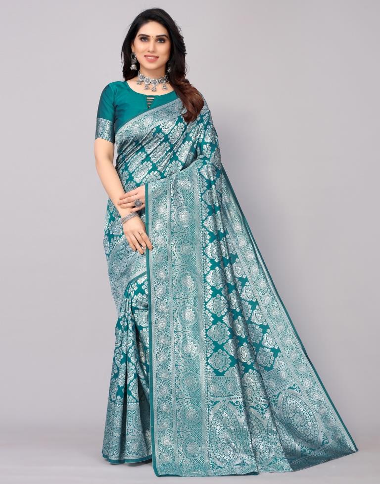 Rama Green Banarasi Silk Saree