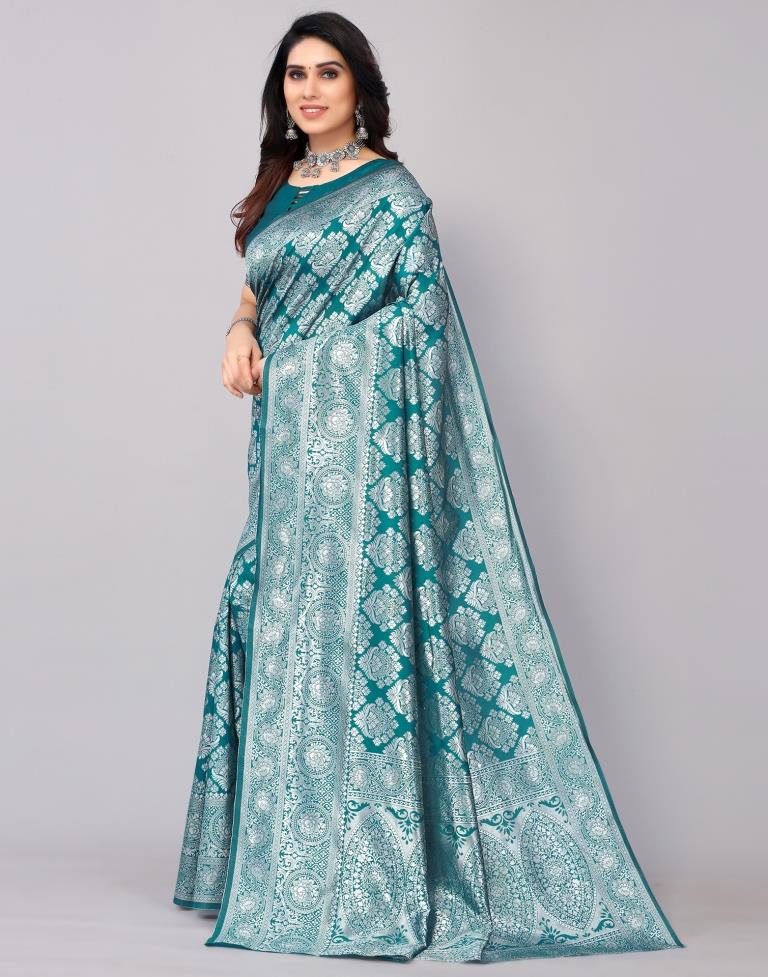 Rama Green Banarasi Silk Saree