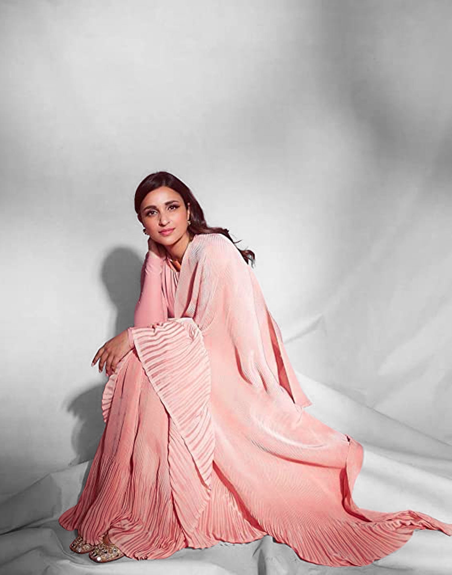 Peach Pleated Saree