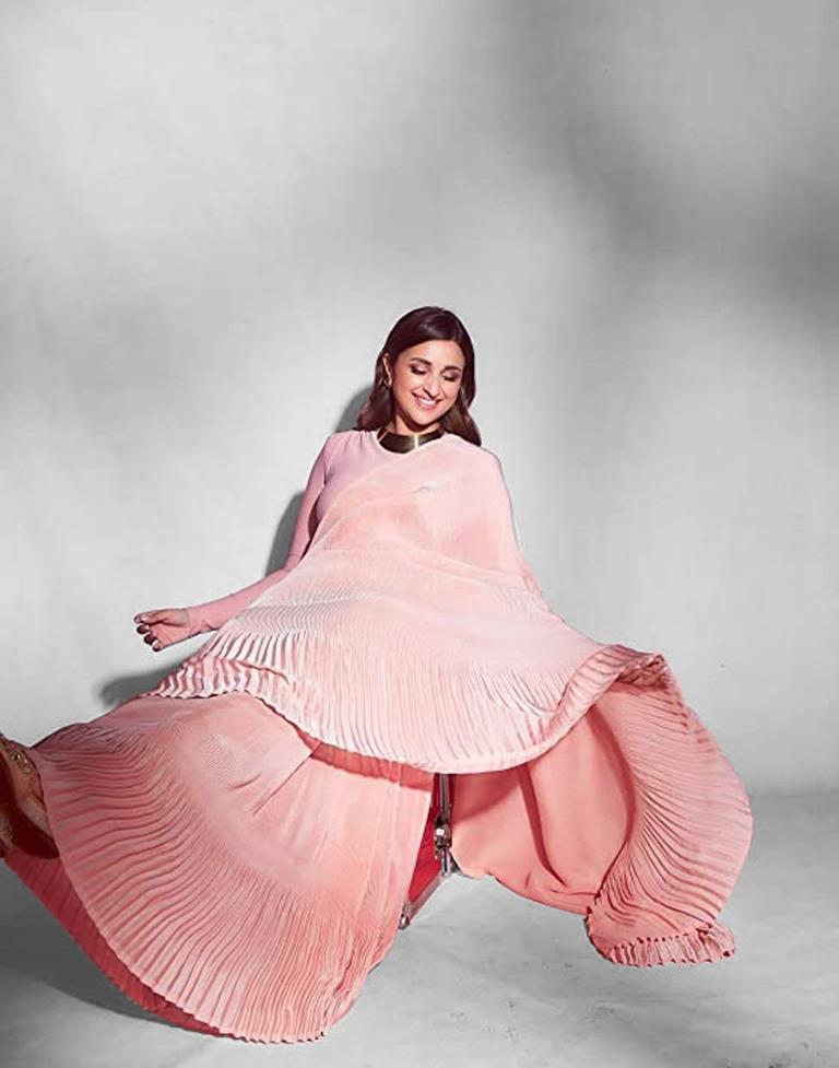 Peach Pleated Saree