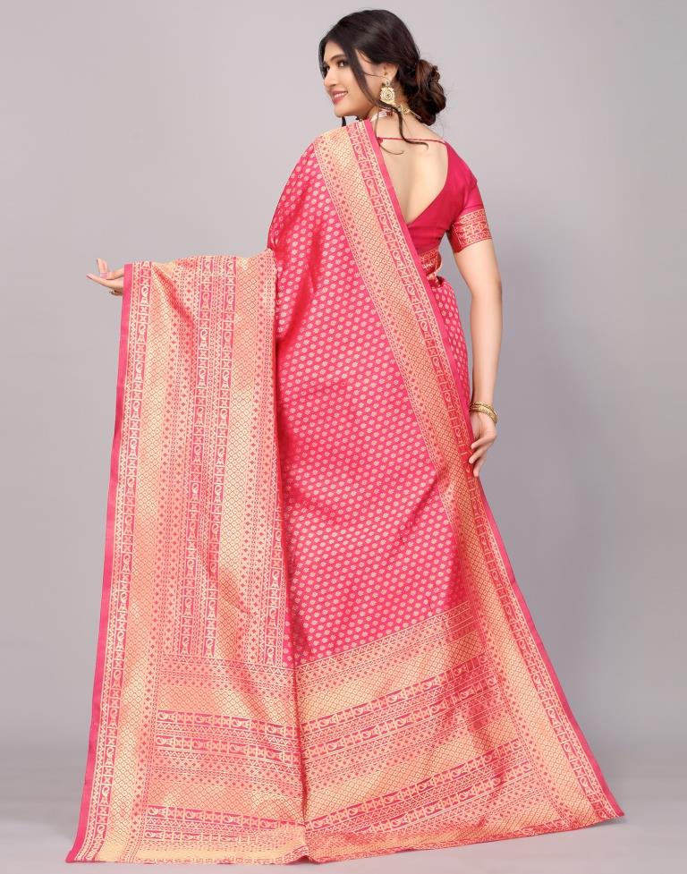 Hot Pink Banarasi Silk Saree