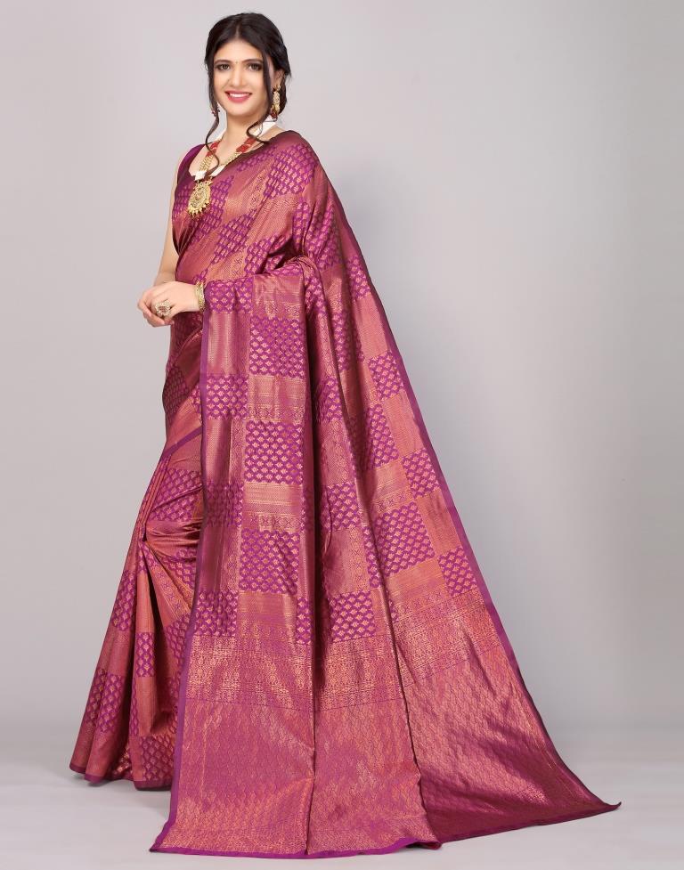 Wine Banarasi Silk Saree