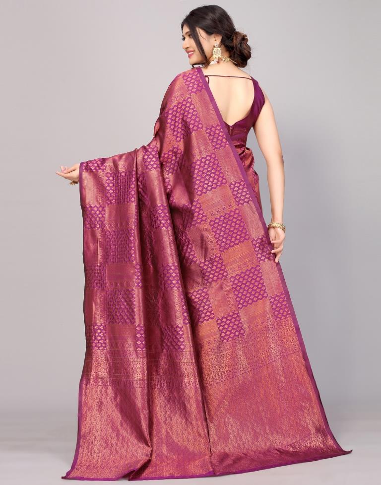 Wine Banarasi Silk Saree