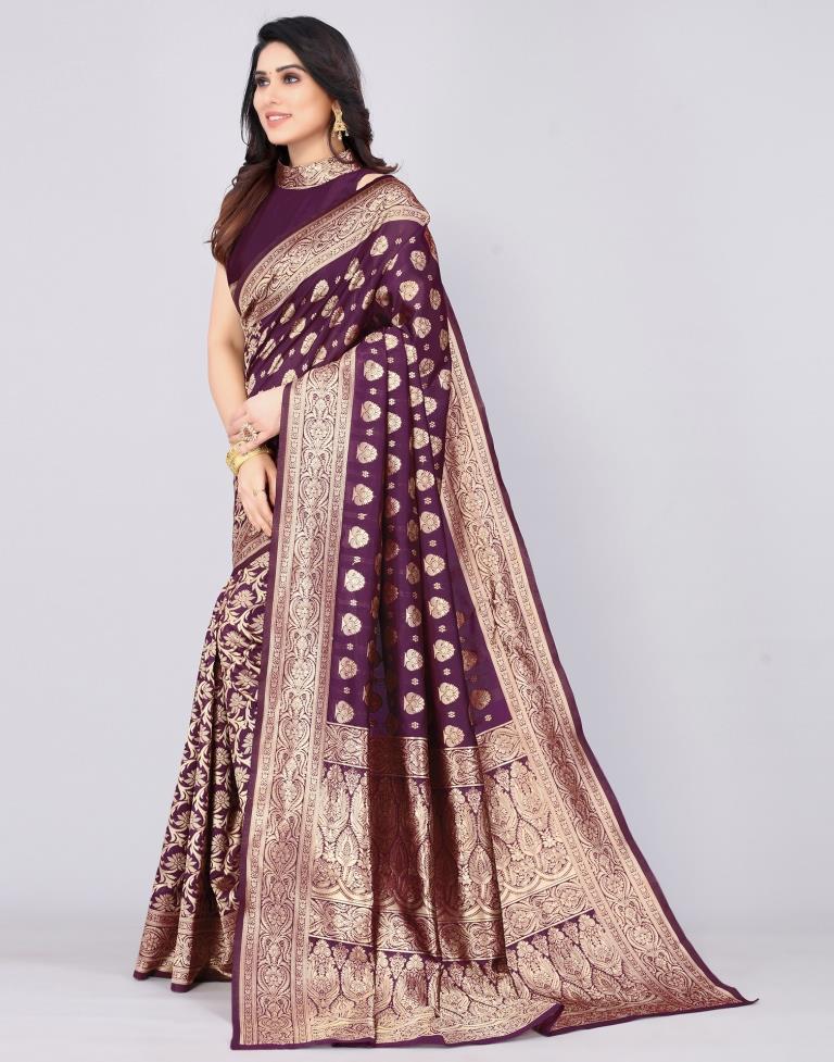 Purple Banarasi Silk Saree