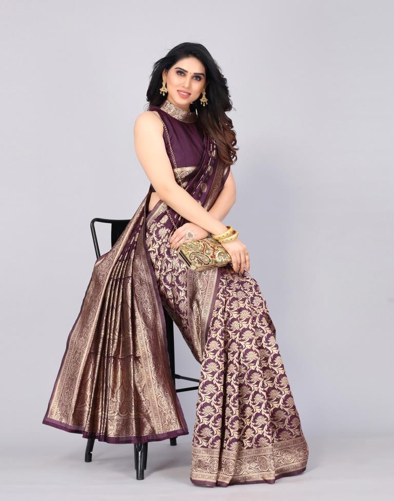 Purple Banarasi Silk Saree