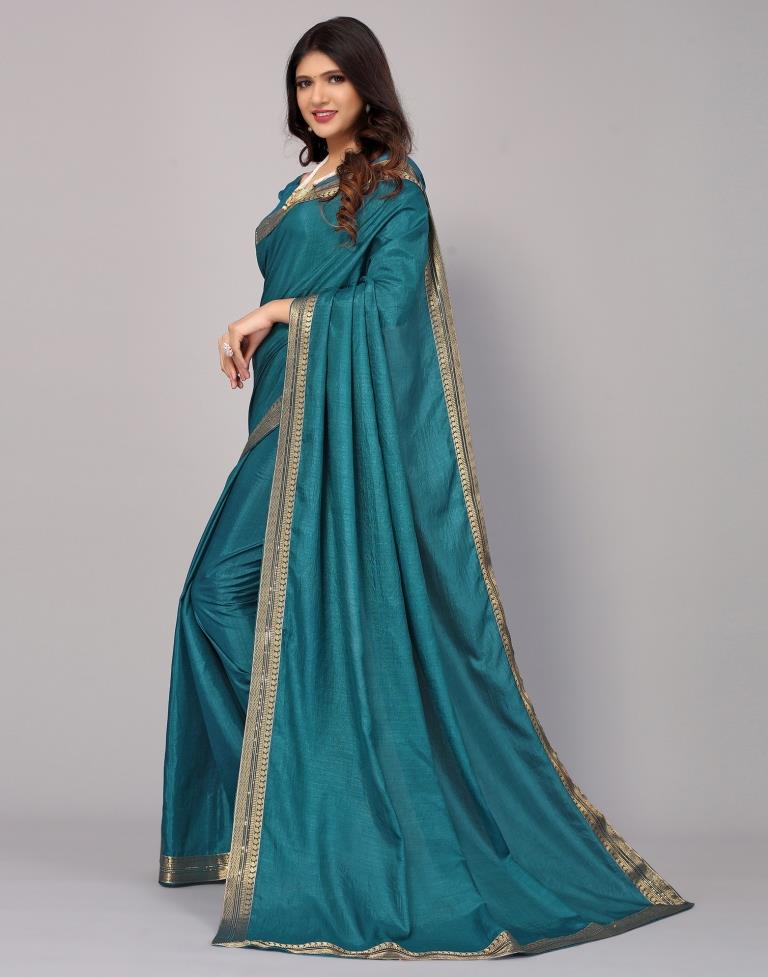 Teal Blue Silk Saree