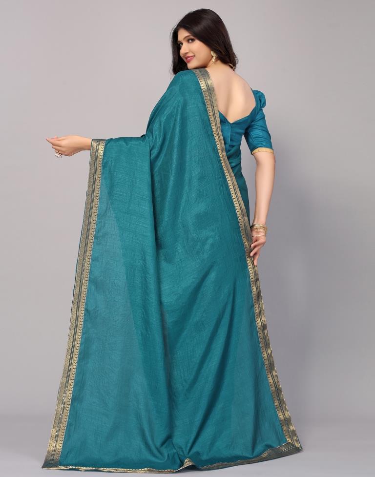 Teal Blue Silk Saree