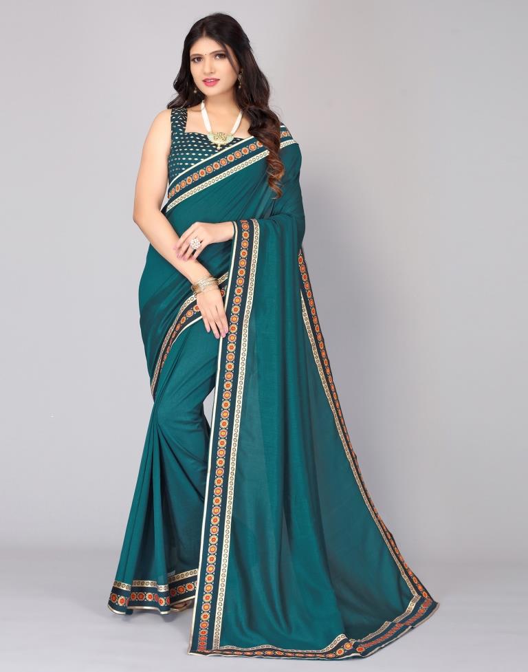 Teal Blue Silk Saree