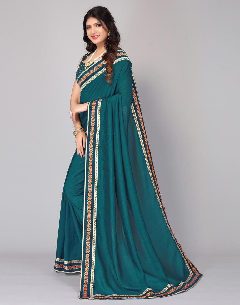 Teal Blue Silk Saree