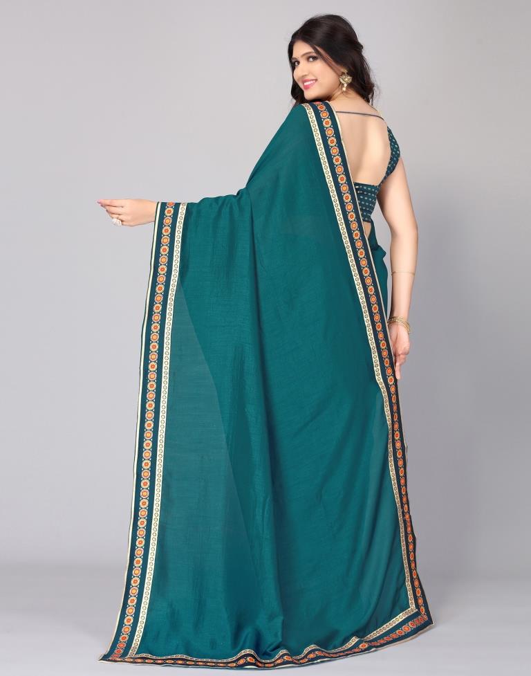 Teal Blue Silk Saree