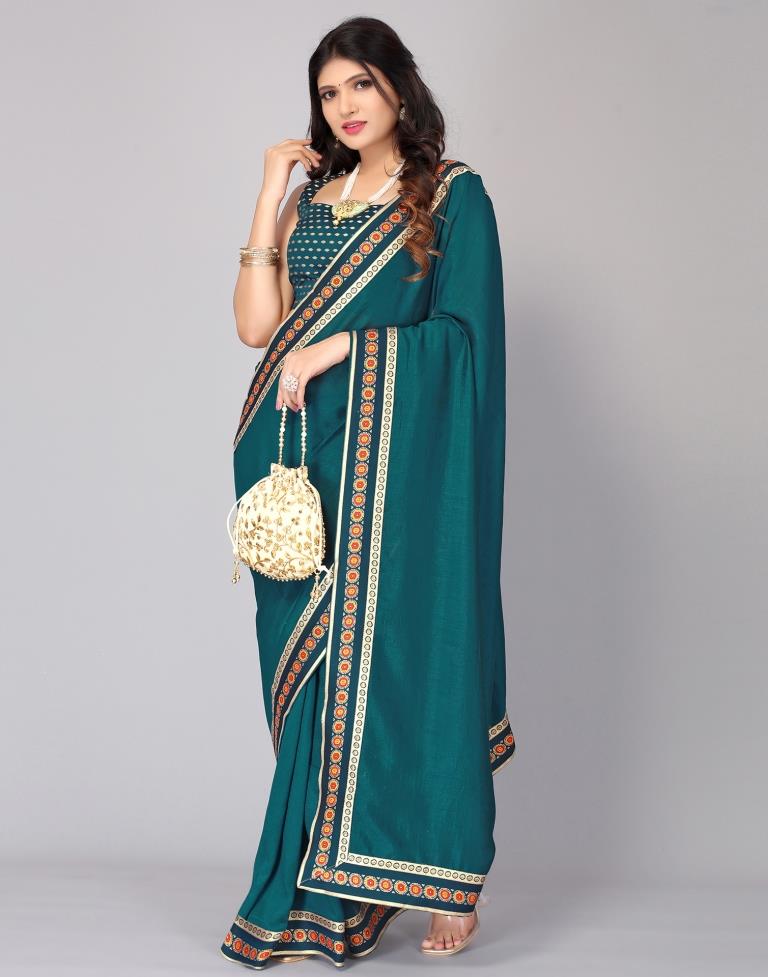 Teal Blue Silk Saree