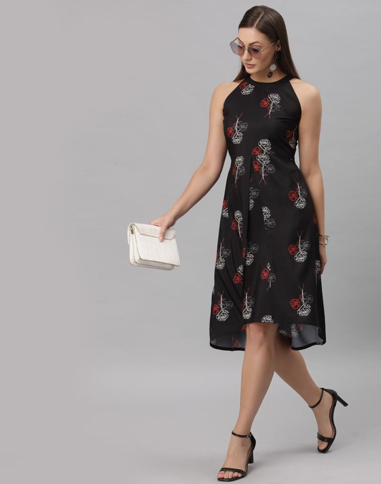 Black Halter Neck Dress | SLV256TK4095