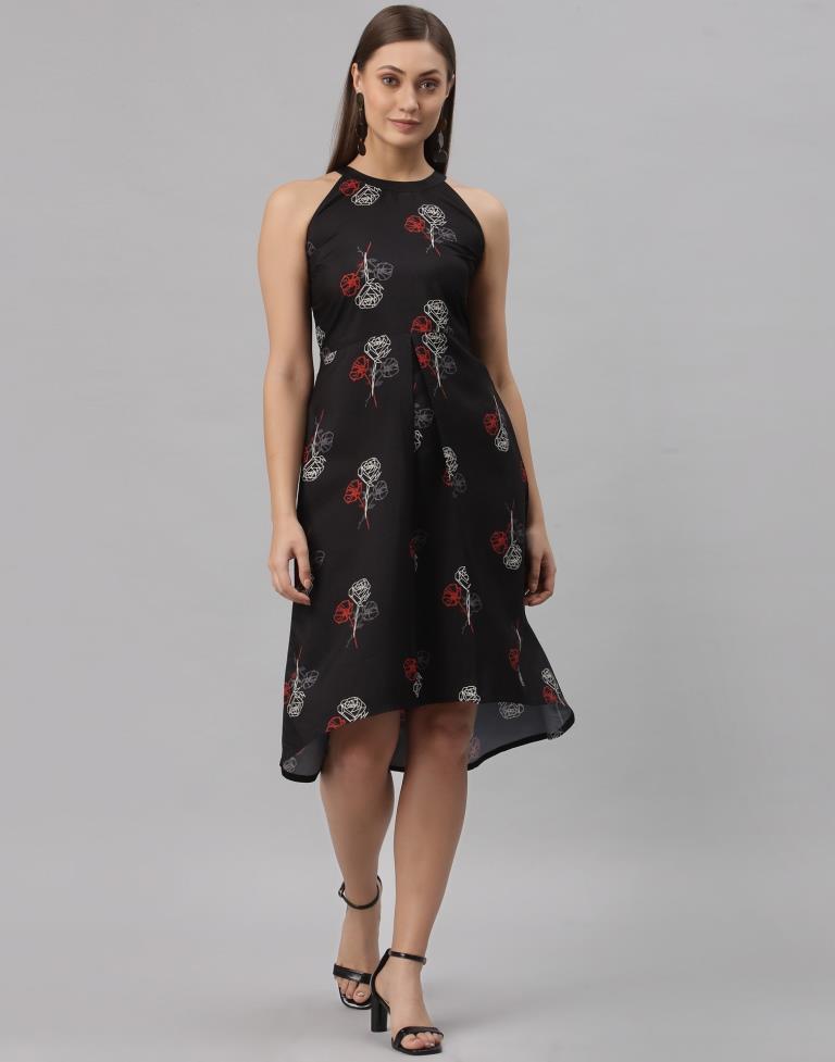 Black Halter Neck Dress | SLV256TK4095