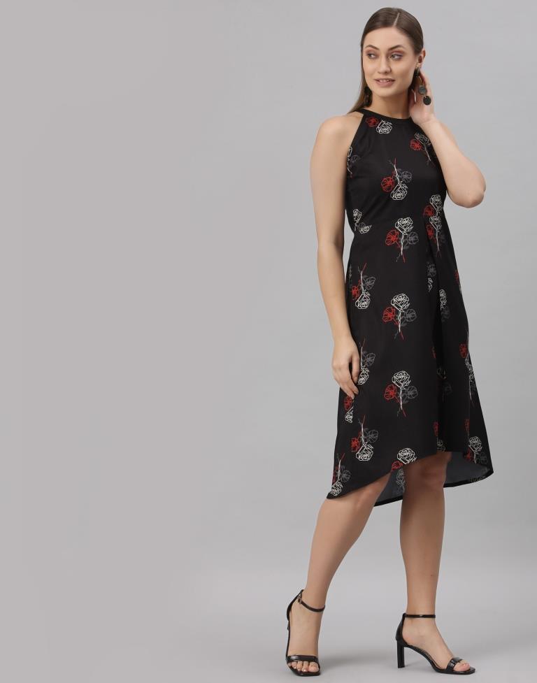 Black Halter Neck Dress | SLV256TK4095