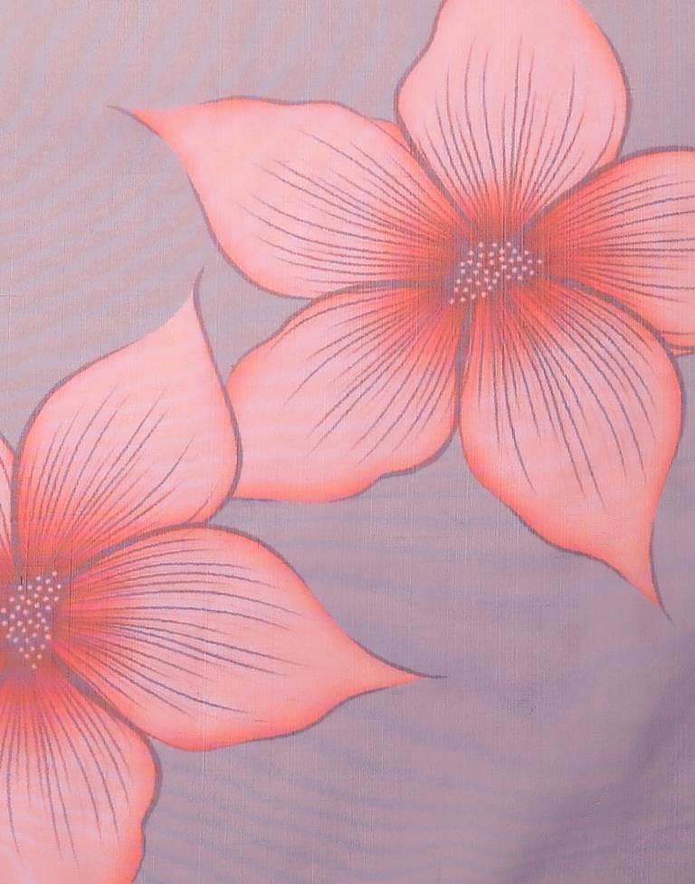 Grey And Light Pink Organza Saree