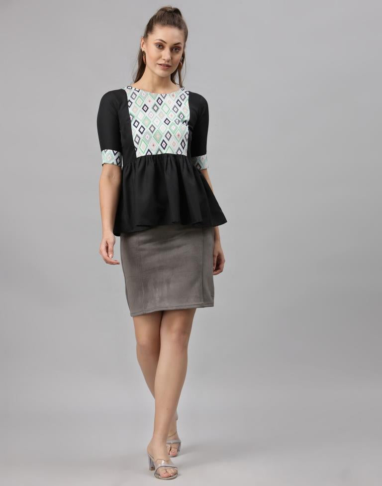 Black Digital Printed Top | SLV259TK5021