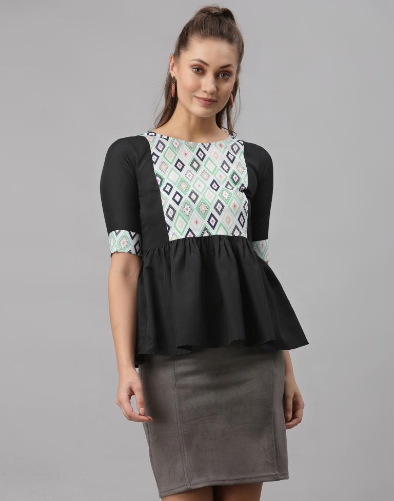 Black Digital Printed Top | SLV259TK5021