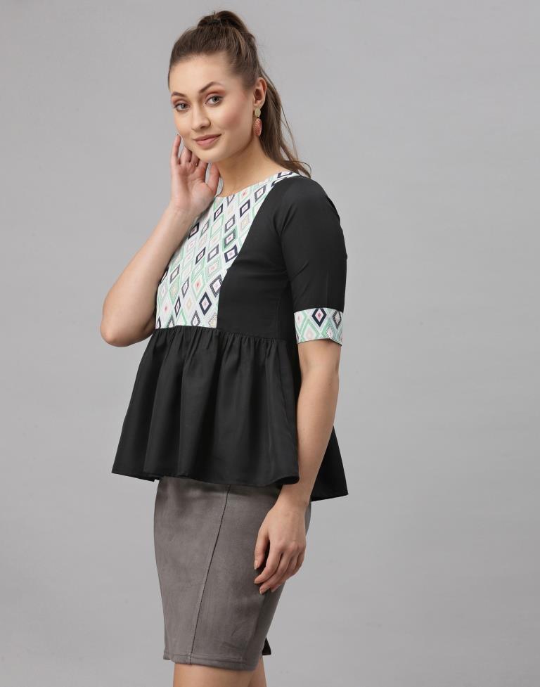 Black Digital Printed Top | SLV259TK5021