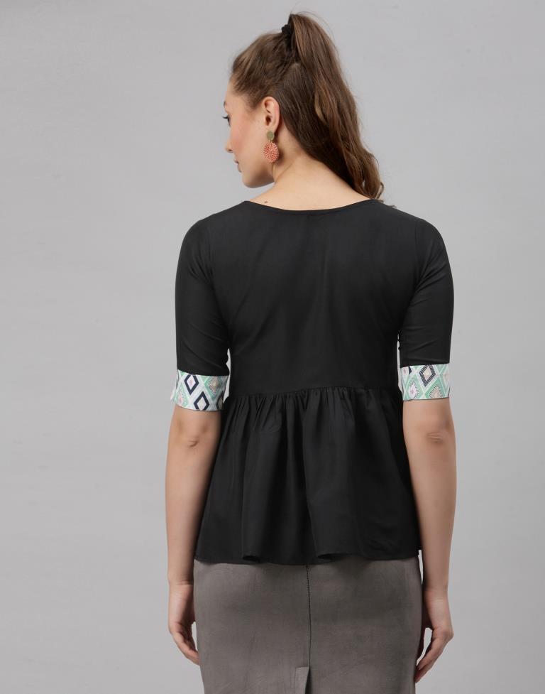 Black Digital Printed Top | SLV259TK5021