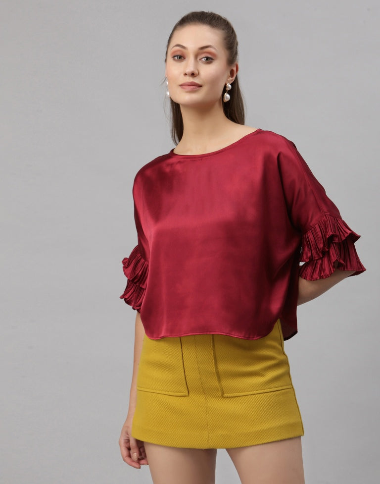 Maroon Box Fit Top | SLV259TK5023