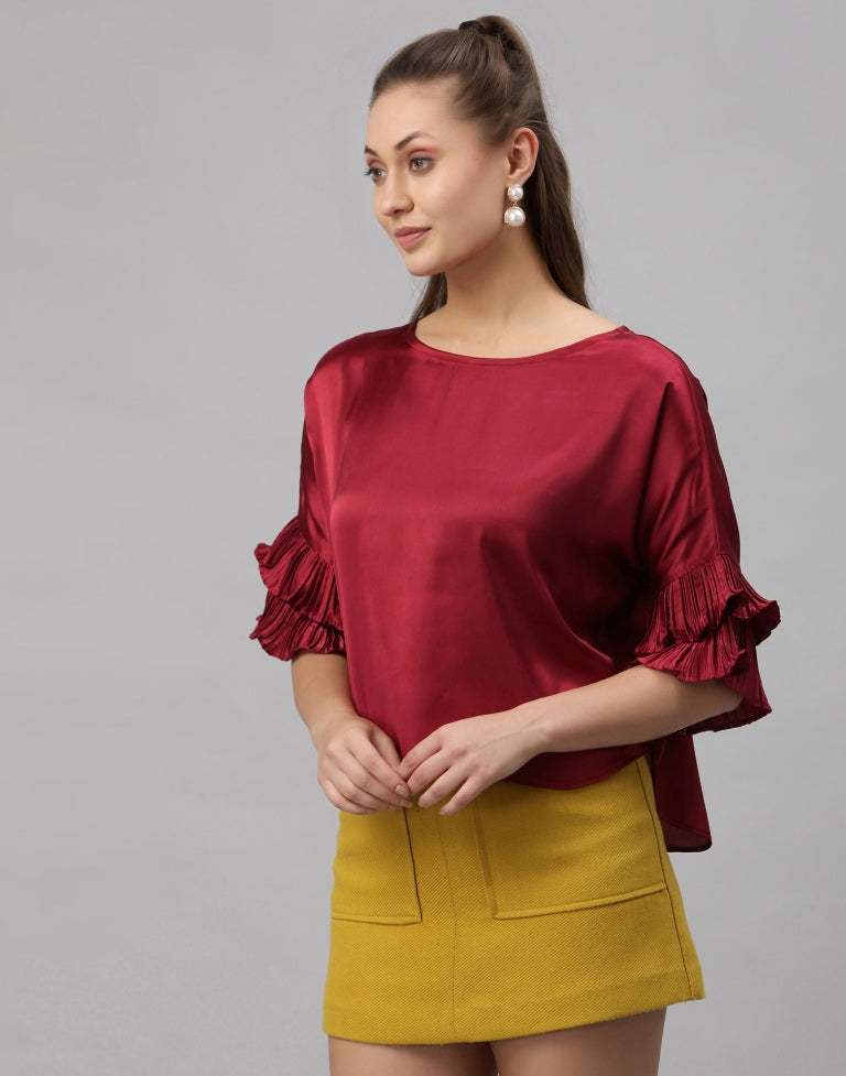 Maroon Box Fit Top | SLV259TK5023